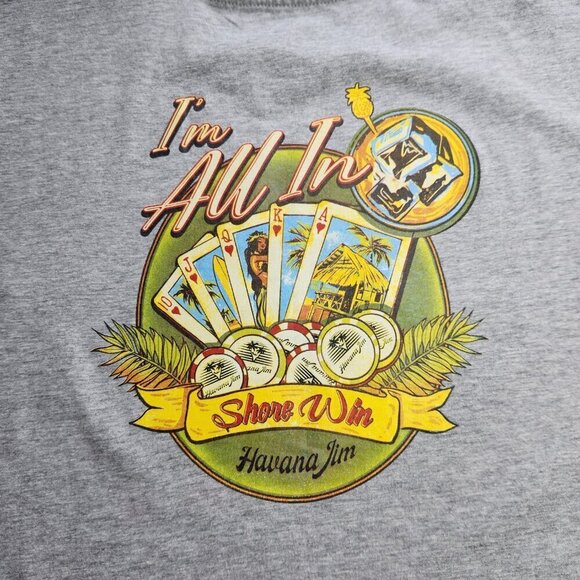 Havana Jim T-Shirt Men's Medium Short Sleeve Crew Neck Casino Theme Grey Shirt - Picture 5 of 5